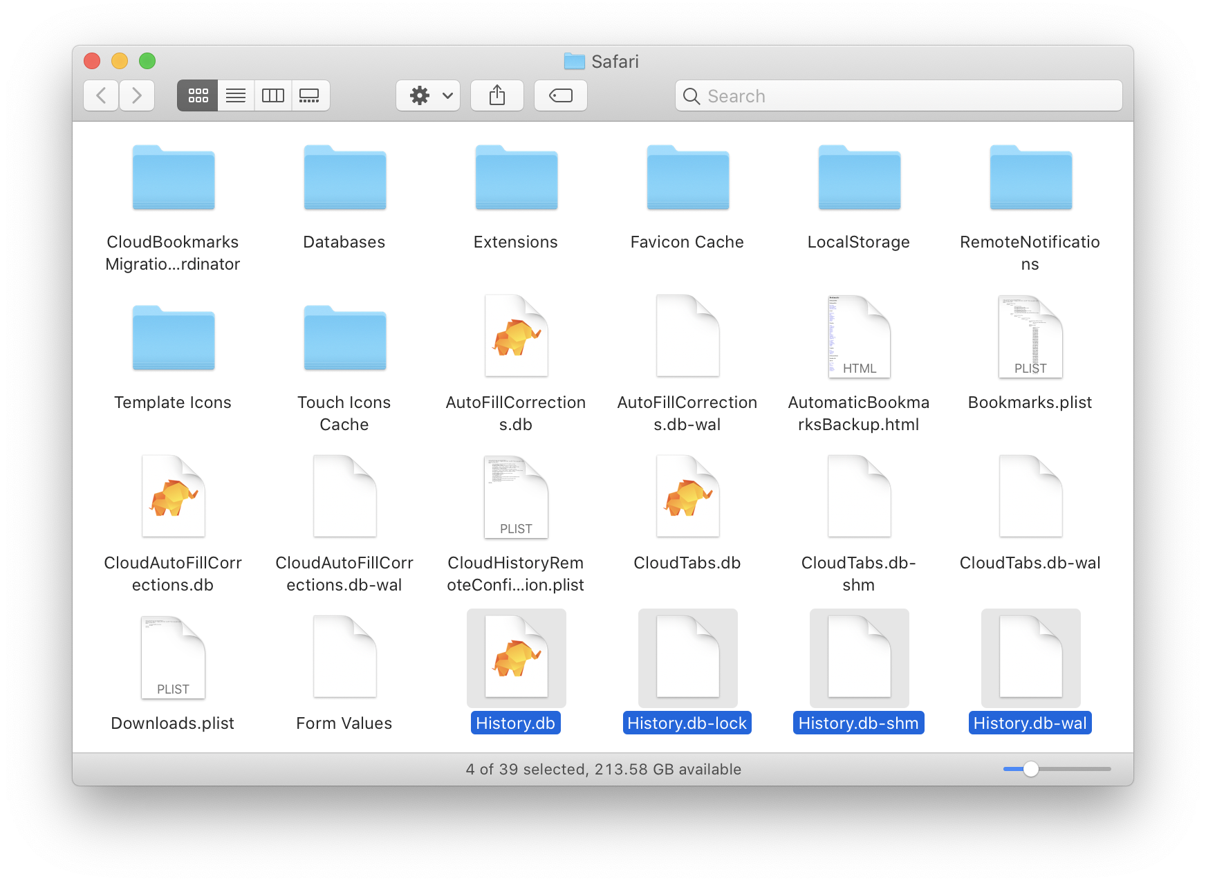 Screenshot of Safari's Library folder